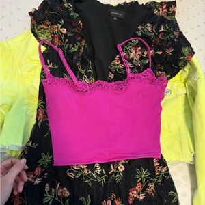 SKIMS Fits Everybody Cropped Lace Tank Top